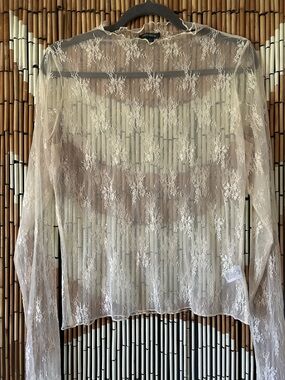 wild fable Ivory Sheer Floral Lace Top L